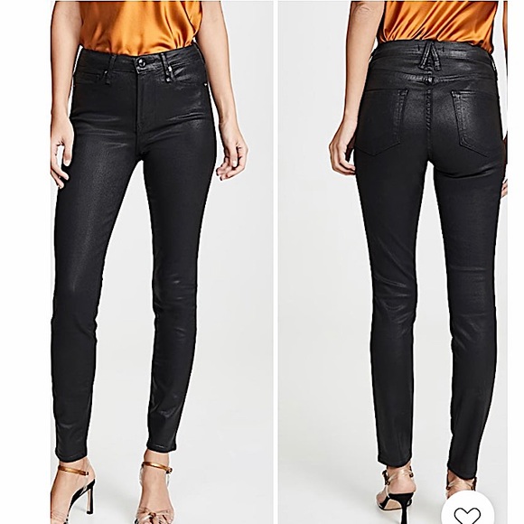 Good American High Rise Leather Like Coated Jeans - Picture 4 of 10